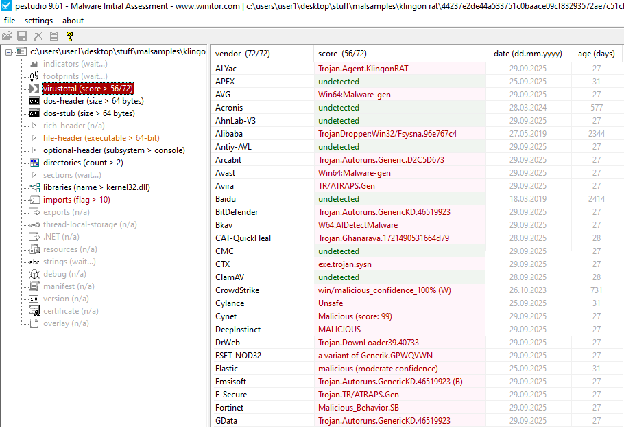 PEStudio Klingon Rat Total