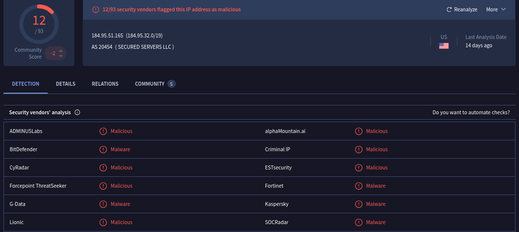 Virustotal Interlock IP Ioc Analysis Detection